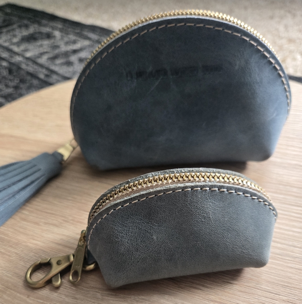 Portland Leather Blue Leather Coin Pouch Set